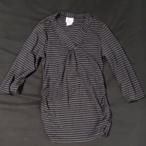 Striped Black and Gray 3/4 Sleeve Maternity Top